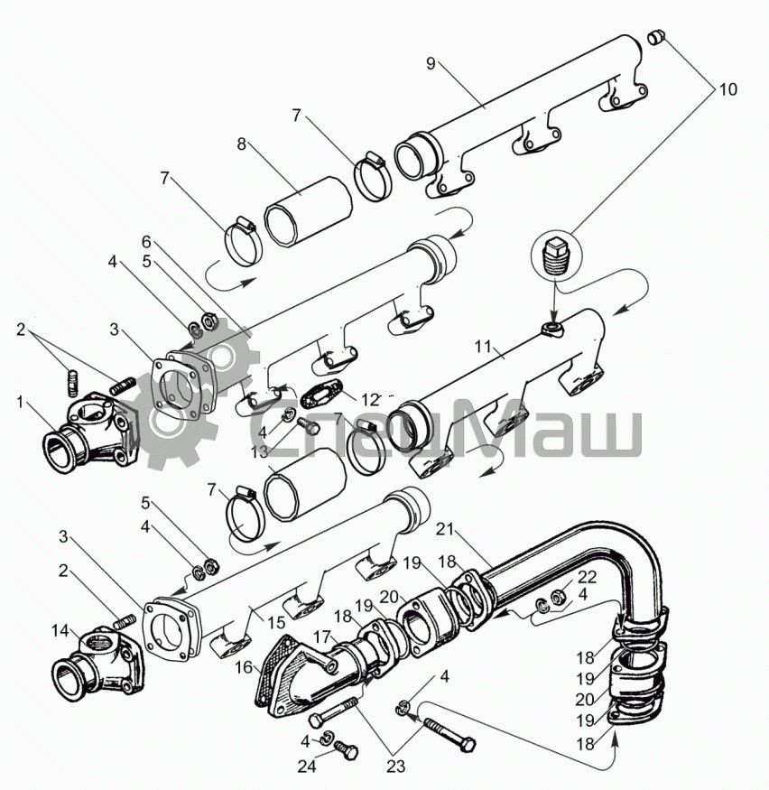 Схема охлаждения двигателя ямз схема. Трубка ЕГР ЯМЗ 650. Патрубок ЕГР ЯМЗ 651. Кольцо ЕГР ЯМЗ 650. Система охлаждения двигателя ЯМЗ 650