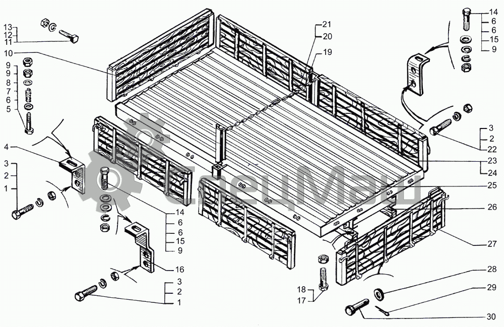 Платформа автомобиля КрАЗ-65053 КрАЗ-65053-02 схема и установка