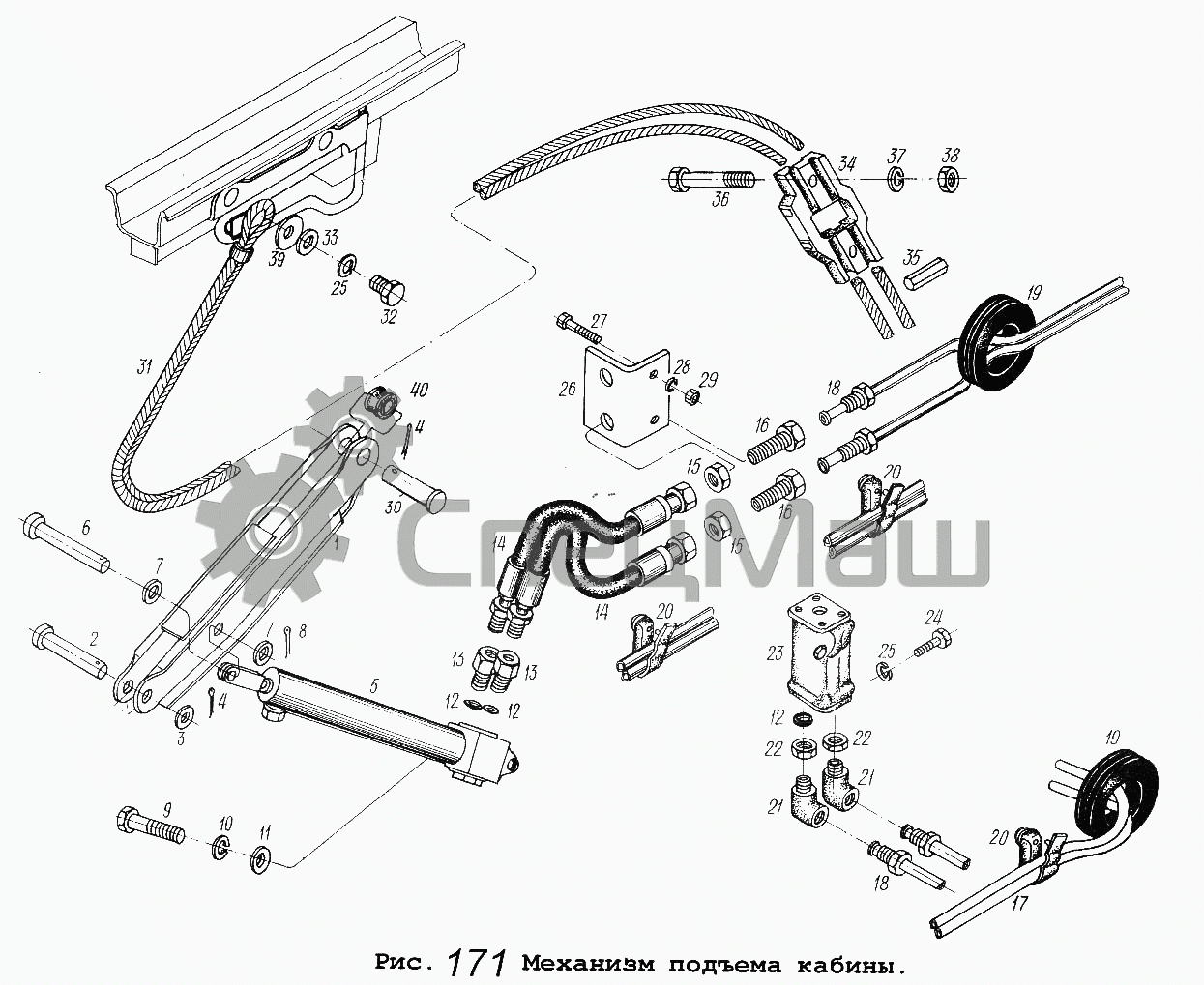 Маз 5516 схема. Механизм подъема кабины МАЗ 64229. Гидроцилиндр подъема кабины КАМАЗ 6520 схема. Насос подъема кабины МАЗ 5551. Обратный клапан на подъема кабины МАЗ 5440.