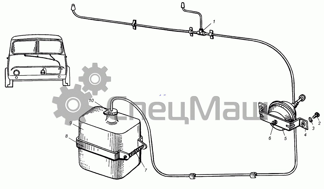 Схема стеклоомывателя