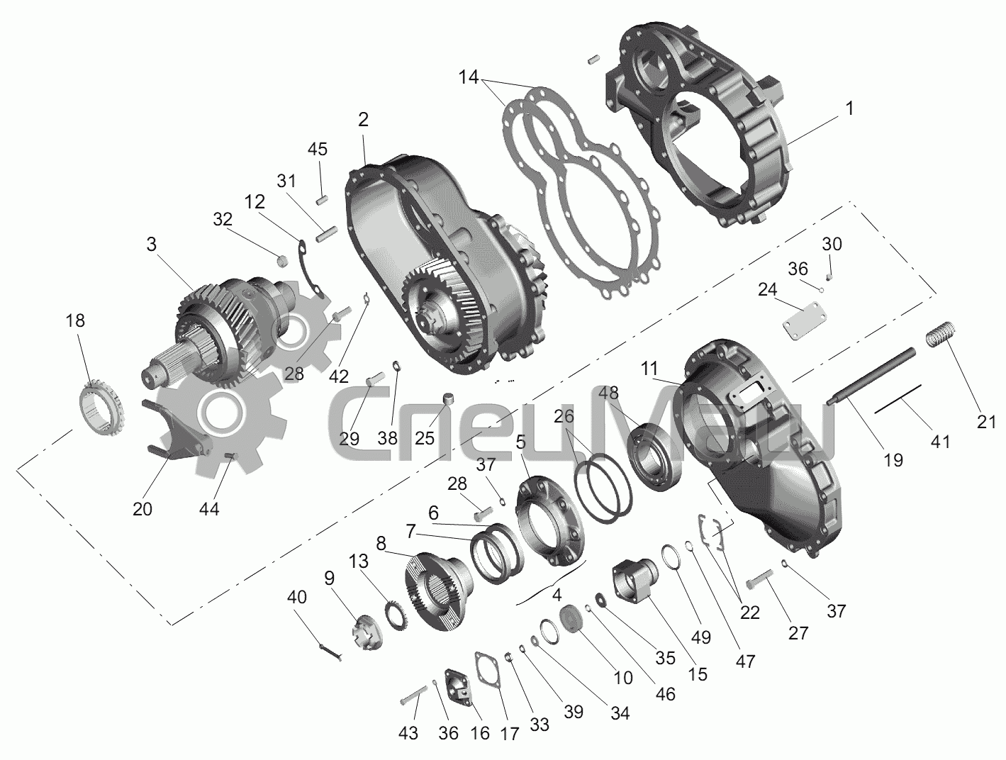 Редуктор среднего моста схема